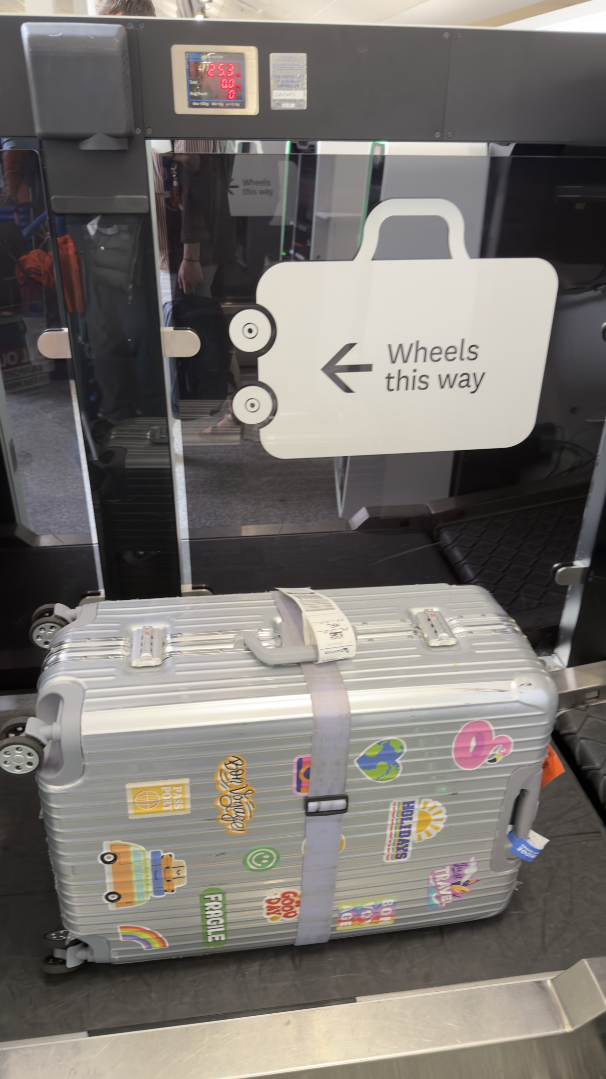 Suitcase on an airport scale